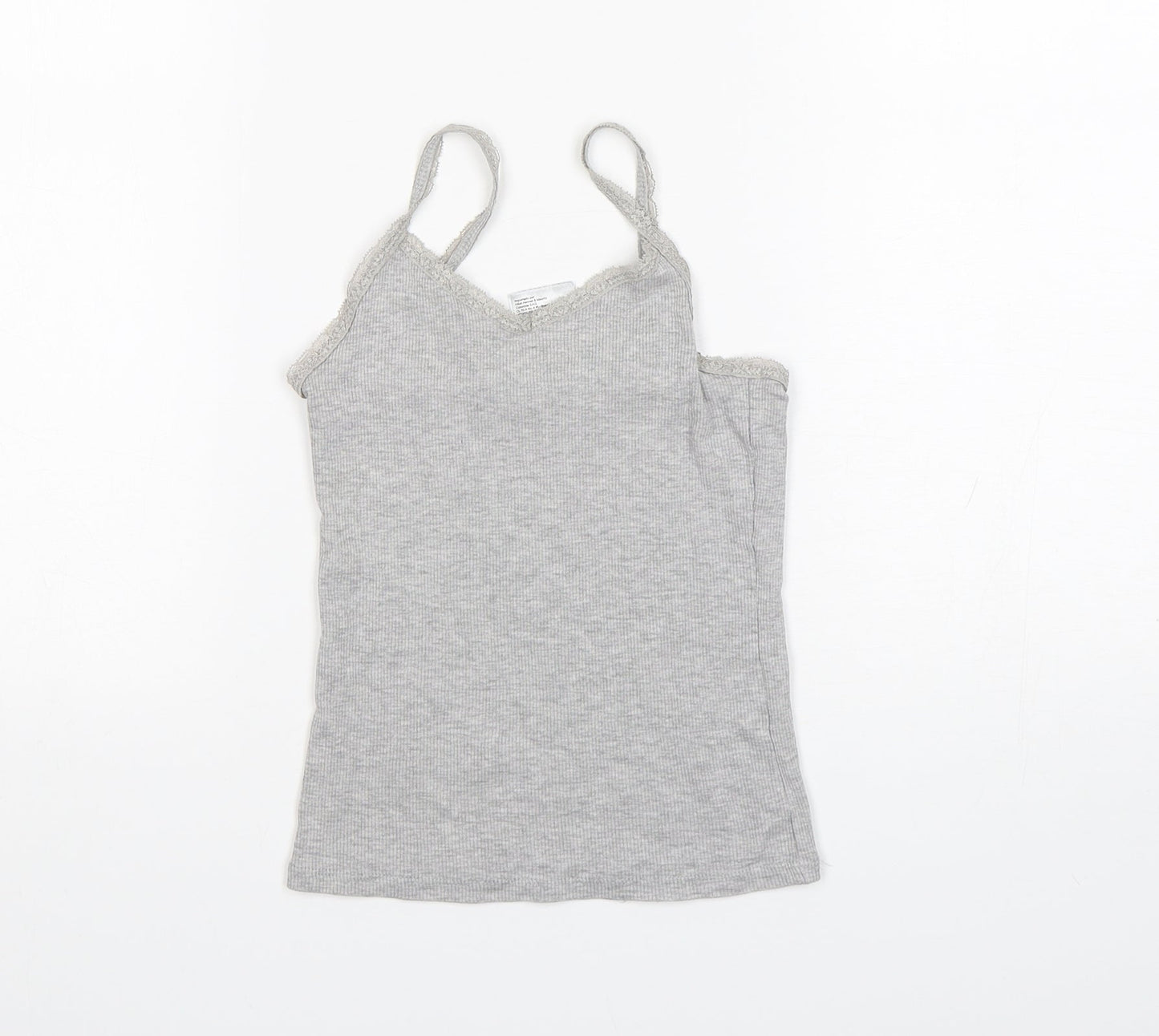 H&M Girls Grey  Cotton Camisole Tank Size 9-10 Years V-Neck