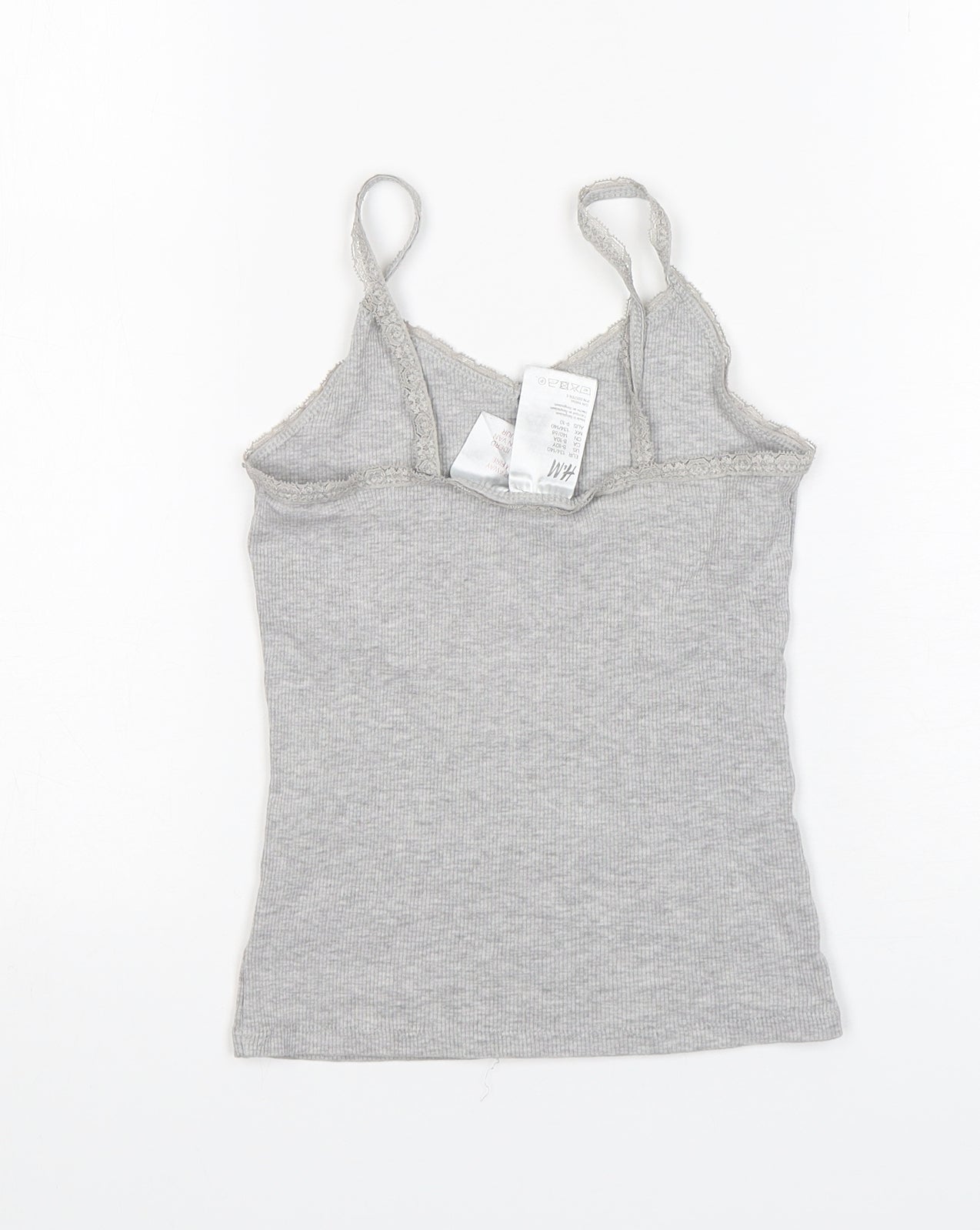 H&M Girls Grey  Cotton Camisole Tank Size 9-10 Years V-Neck