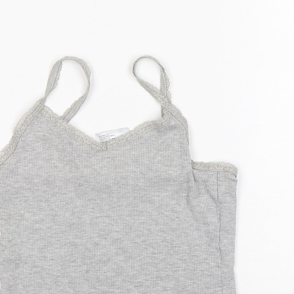 H&M Girls Grey  Cotton Camisole Tank Size 9-10 Years V-Neck