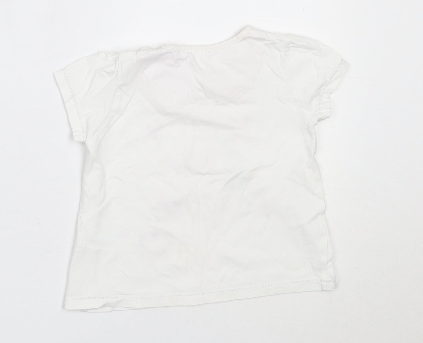 Matalan Girls White  Cotton Basic T-Shirt Size 12-18 Months Round Neck  - mum