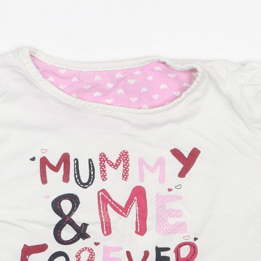 Matalan Girls White  Cotton Basic T-Shirt Size 12-18 Months Round Neck  - mum