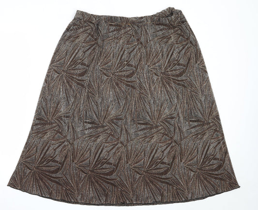 Dunnes Stores Womens Brown  Polyester Flare Skirt Size 16