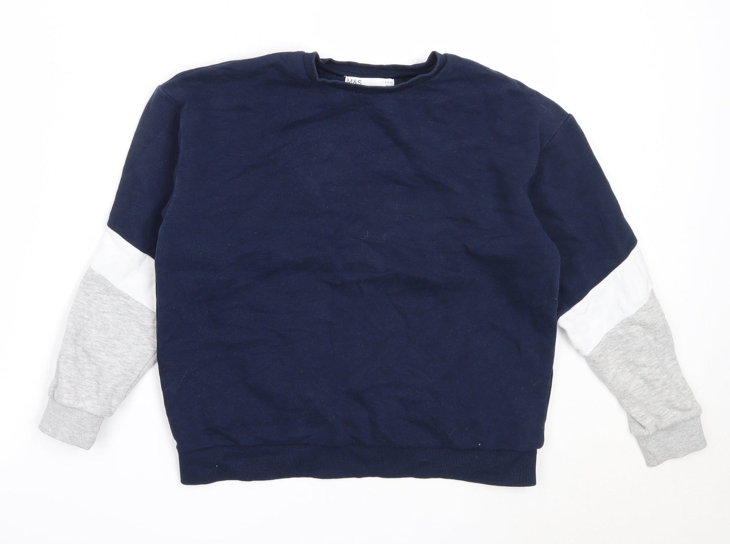 Marks and Spencer Boys Blue  Cotton Pullover Sweatshirt Size 9-10 Years