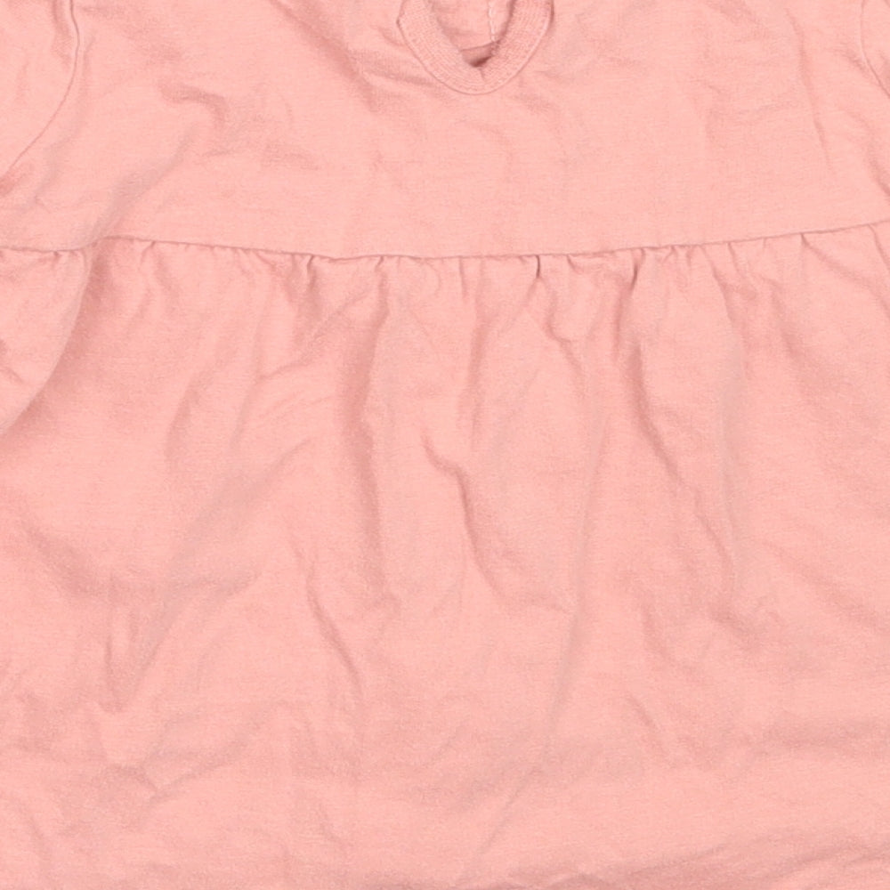 George Girls Pink  Cotton Basic T-Shirt Size 12-18 Months Round Neck