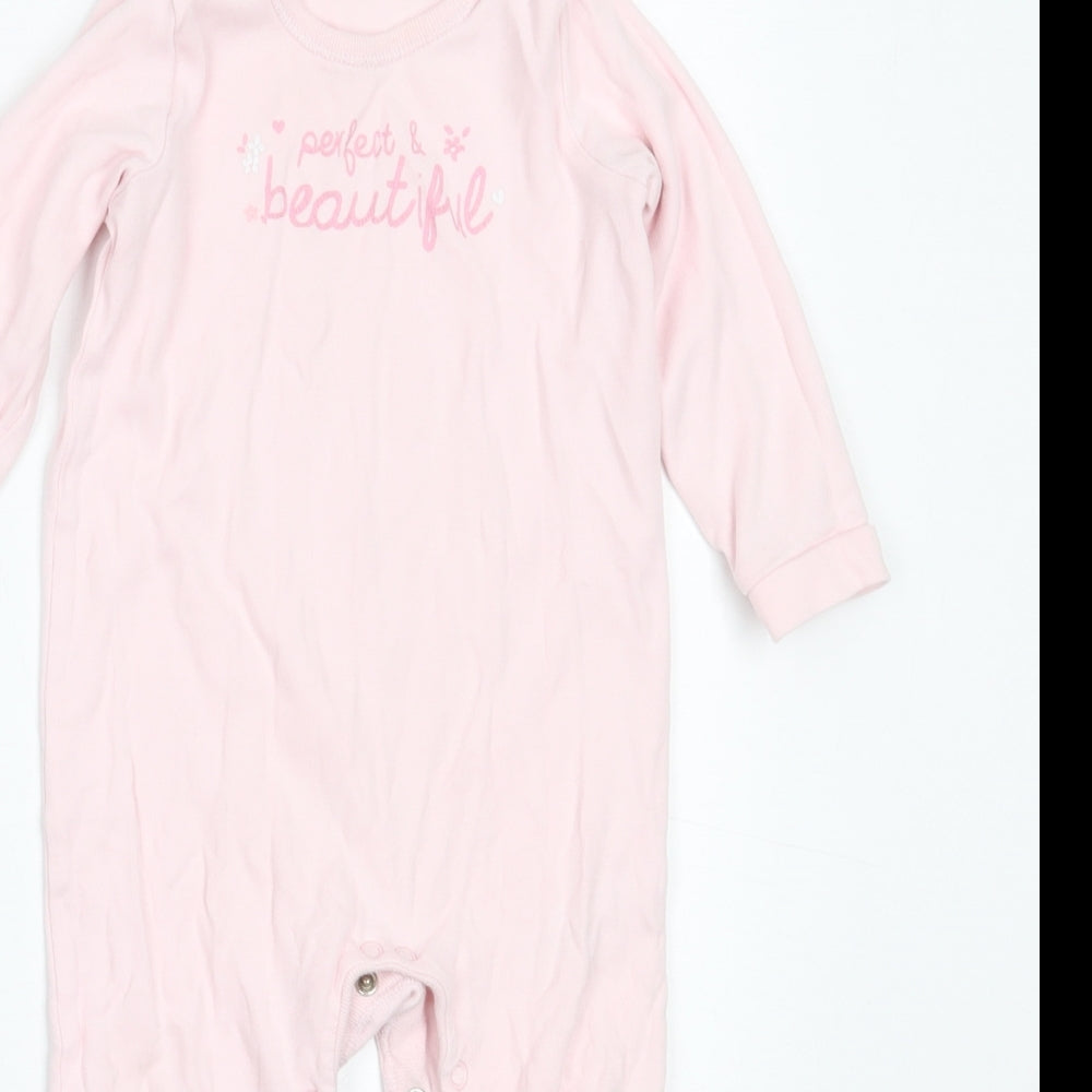 George Girls Pink  Cotton Babygrow One-Piece Size 12-18 Months