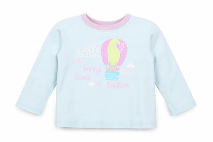 Dunnes Girls Blue  Cotton Basic T-Shirt Size 12-18 Months Round Neck  - bunny