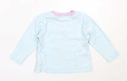 Dunnes Girls Blue  Cotton Basic T-Shirt Size 12-18 Months Round Neck  - bunny