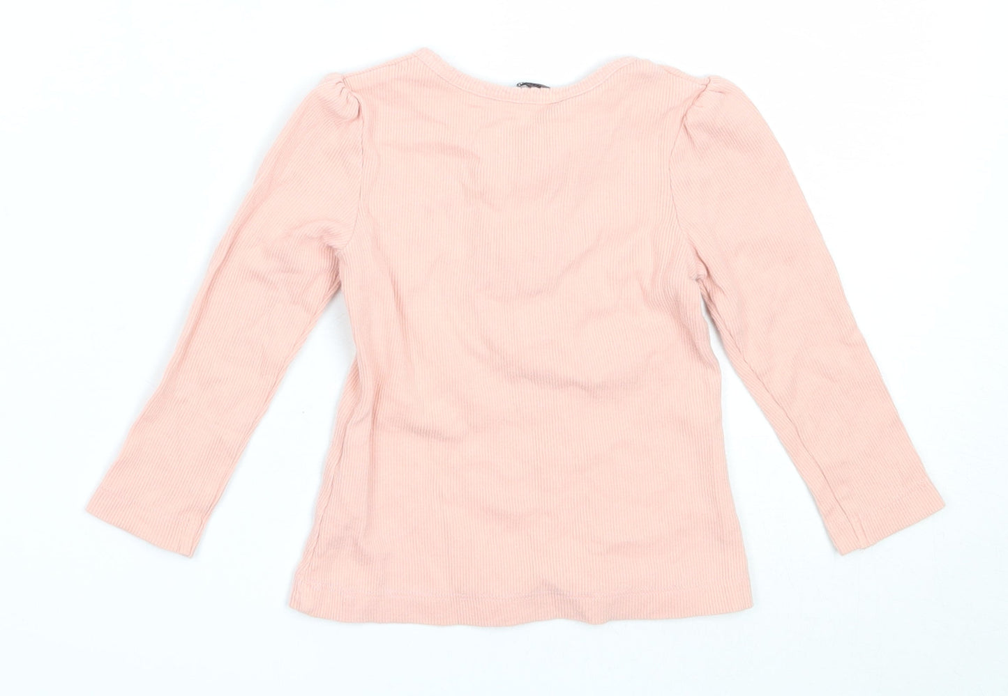 George Girls Pink  Cotton Basic T-Shirt Size 18-24 Months Round Neck