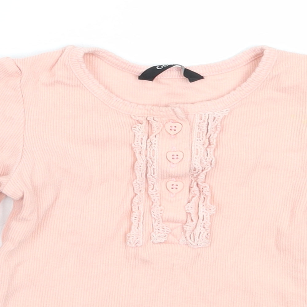 George Girls Pink  Cotton Basic T-Shirt Size 18-24 Months Round Neck