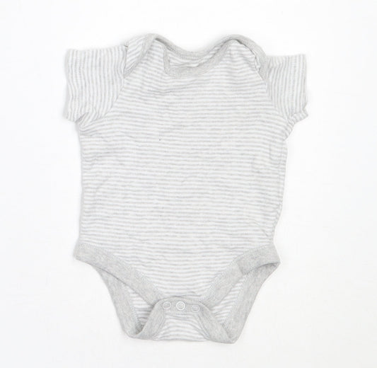 F&F Boys Grey Striped Cotton Basic T-Shirt Size Newborn Round Neck