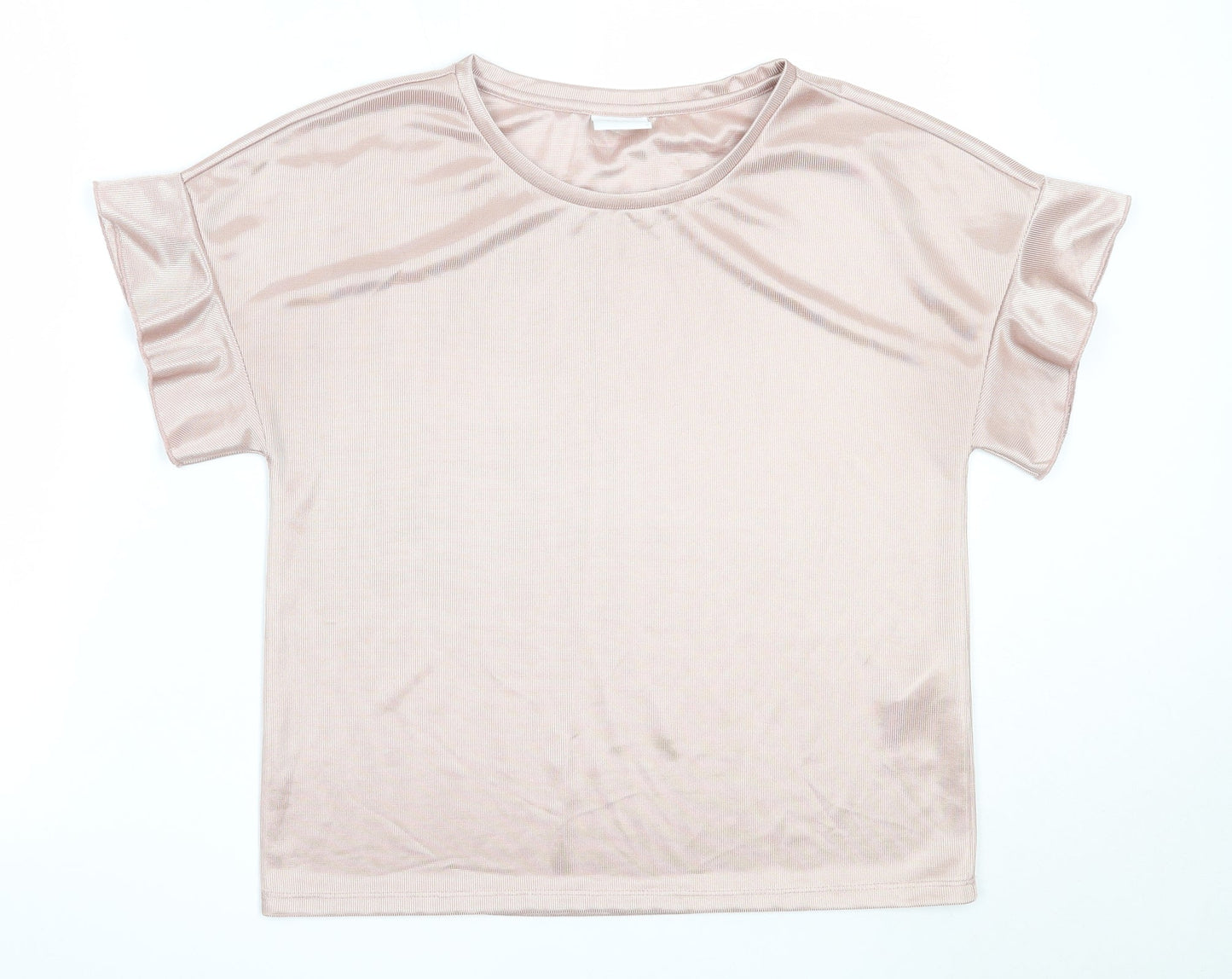 VILA Womens Pink  Polyester Basic Blouse Size S Round Neck