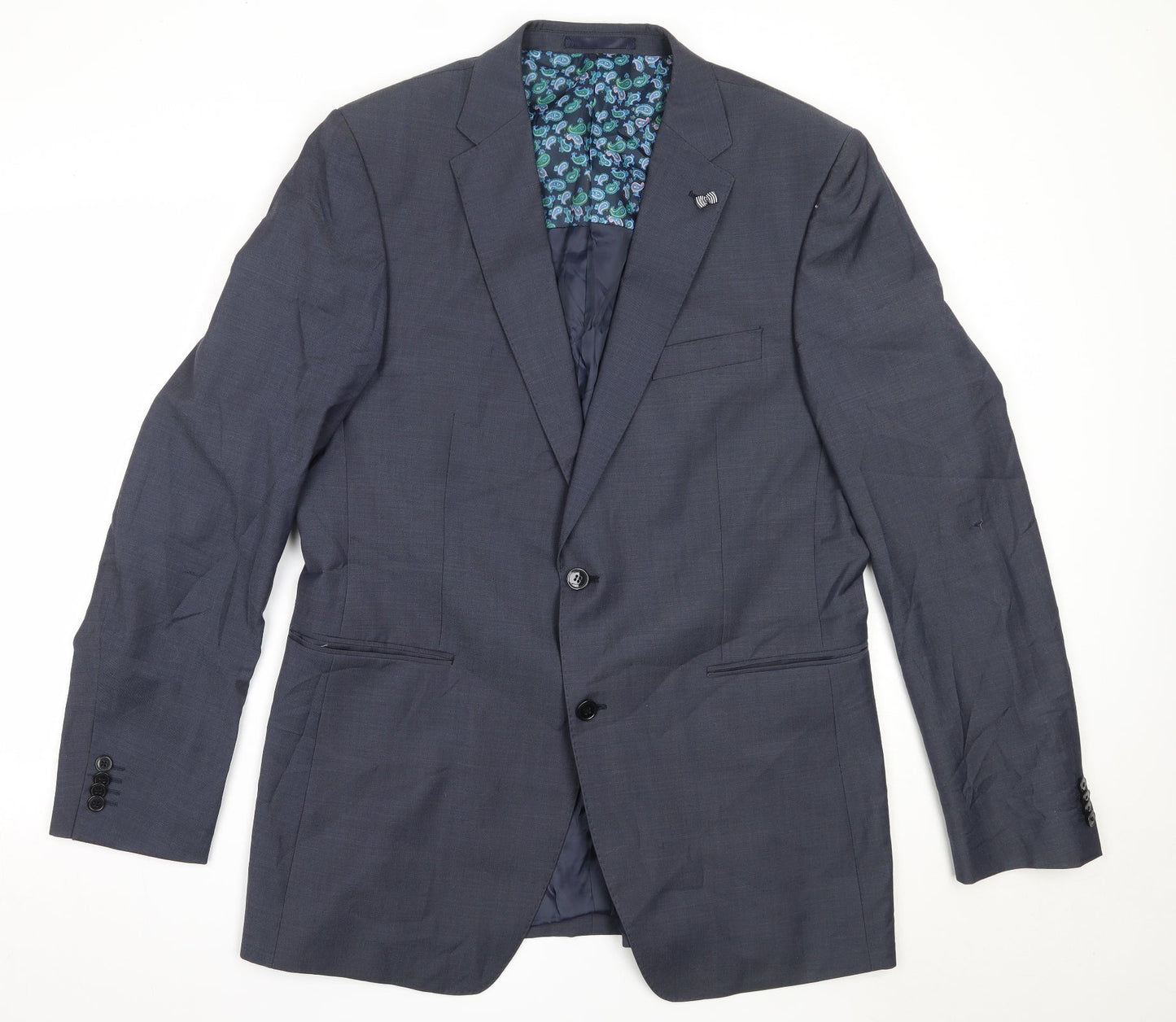 Van Kollem Mens Blue  Wool Jacket Blazer Size 44
