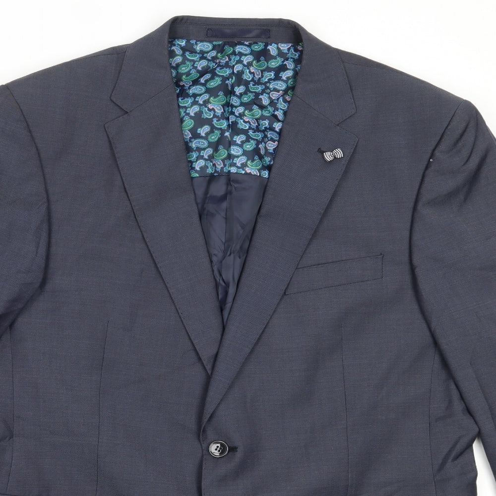 Van Kollem Mens Blue  Wool Jacket Blazer Size 44