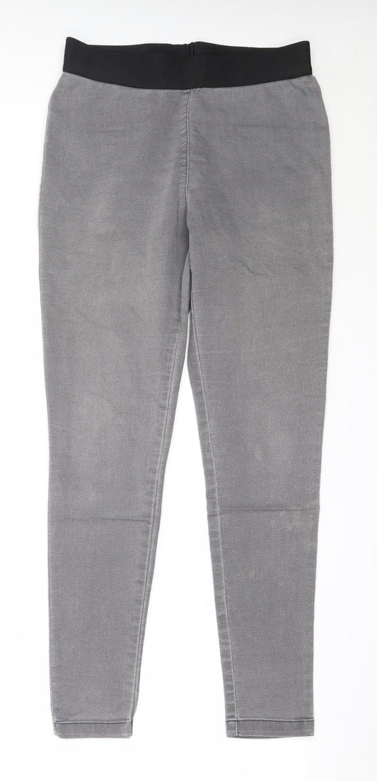 Marks and Spencer Womens Grey  Cotton Skinny Jeans Size 12 L29 in Regular