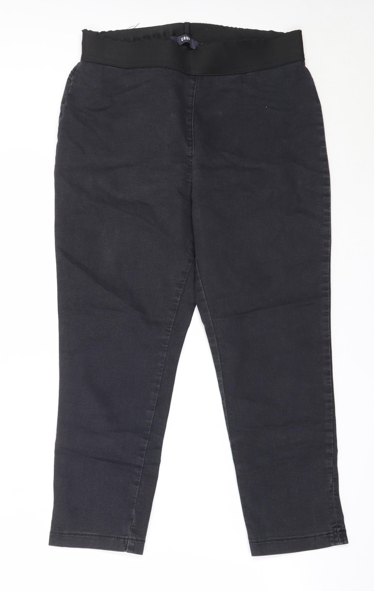 Marks and Spencer Womens Black  Cotton Cropped Jeans Size 10 L22.5 in Regular