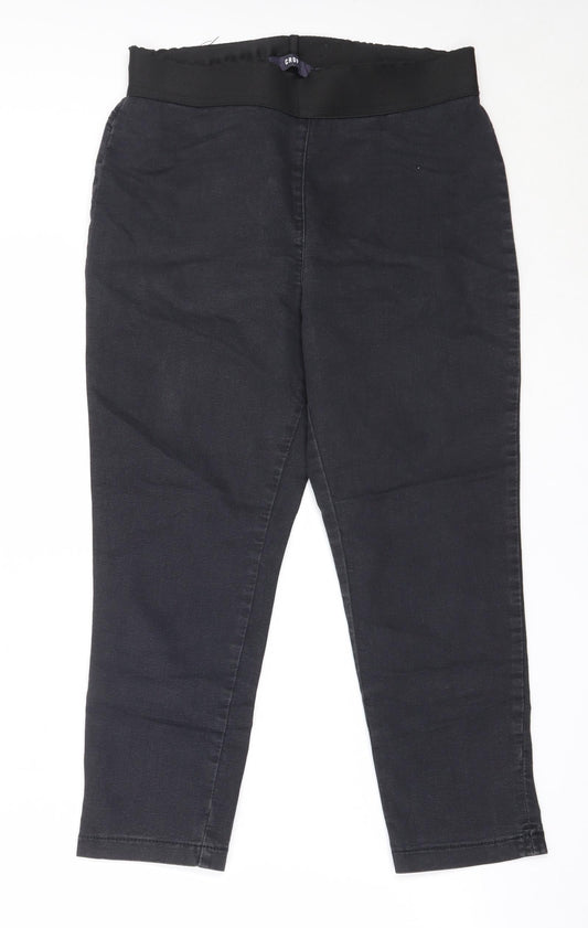 Marks and Spencer Womens Black  Cotton Cropped Jeans Size 10 L22.5 in Regular