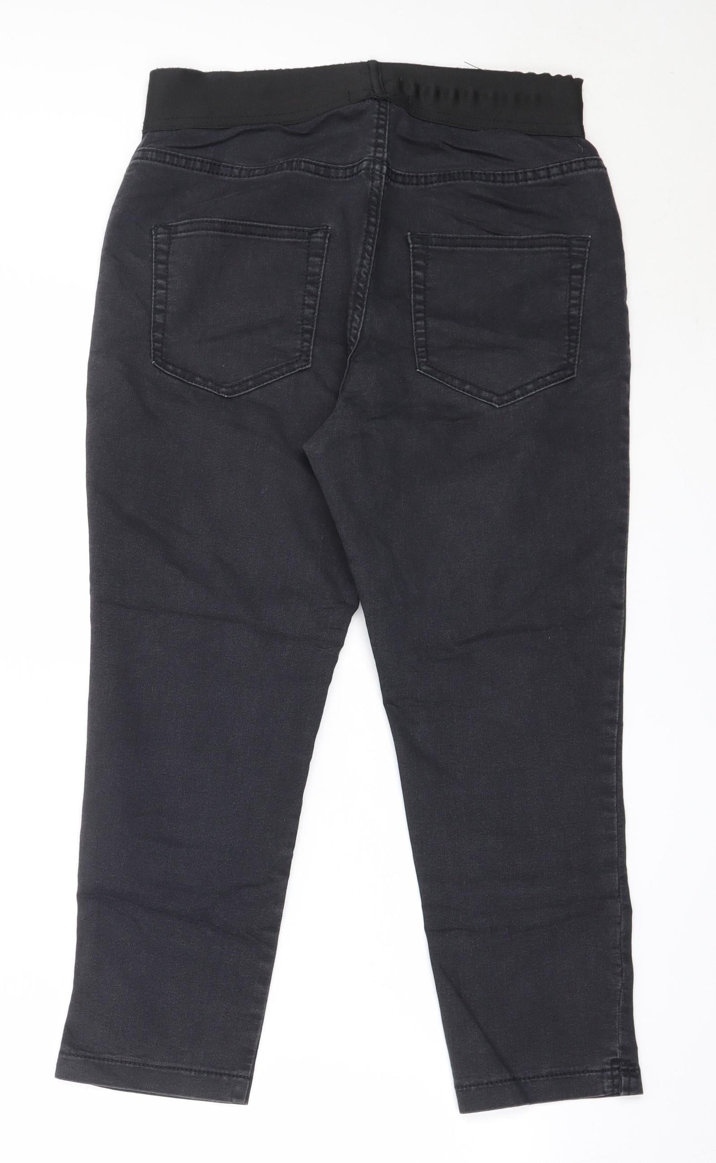 Marks and Spencer Womens Black  Cotton Cropped Jeans Size 10 L22.5 in Regular