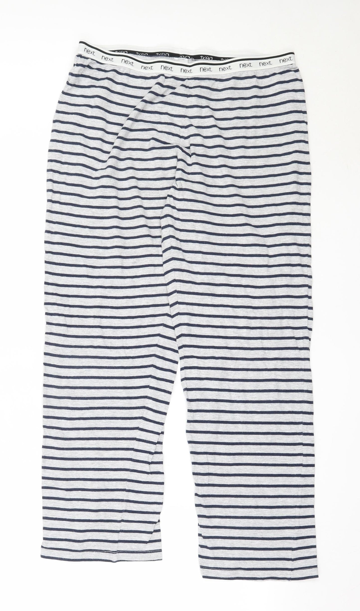 NEXT Womens Grey Striped Cotton Capri Pyjama Pants Size M