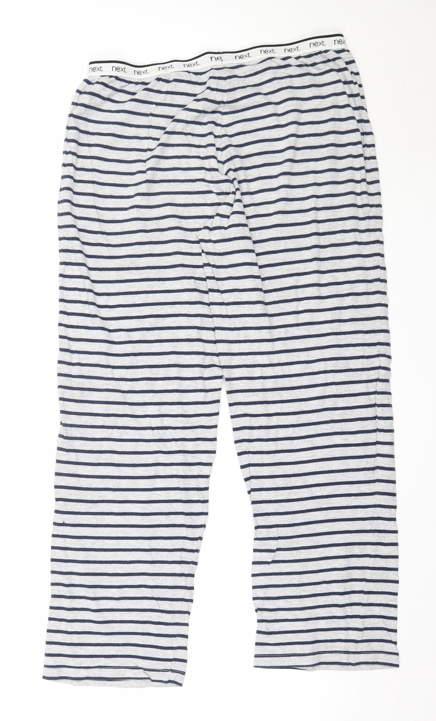 NEXT Womens Grey Striped Cotton Capri Pyjama Pants Size M