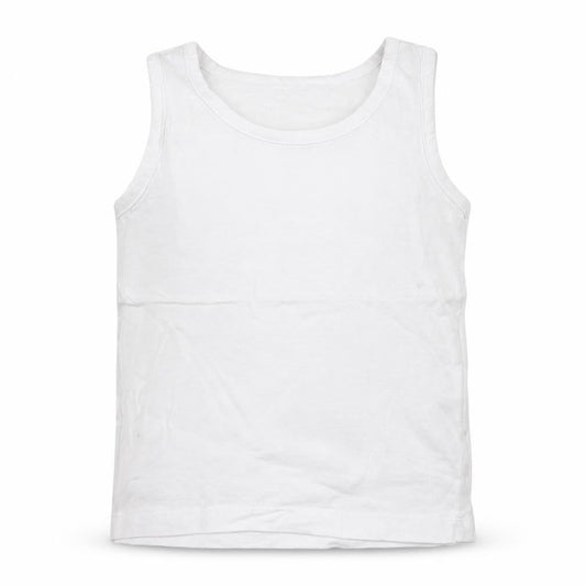 Matalan Boys White  Cotton Basic Tank Size 2-3 Years Crew Neck Pullover
