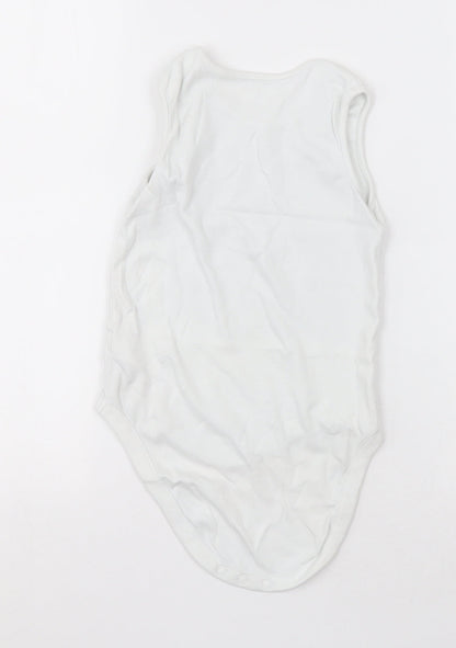 Next Girls White  Cotton Bodysuit One-Piece Size 2-3 Years  Button