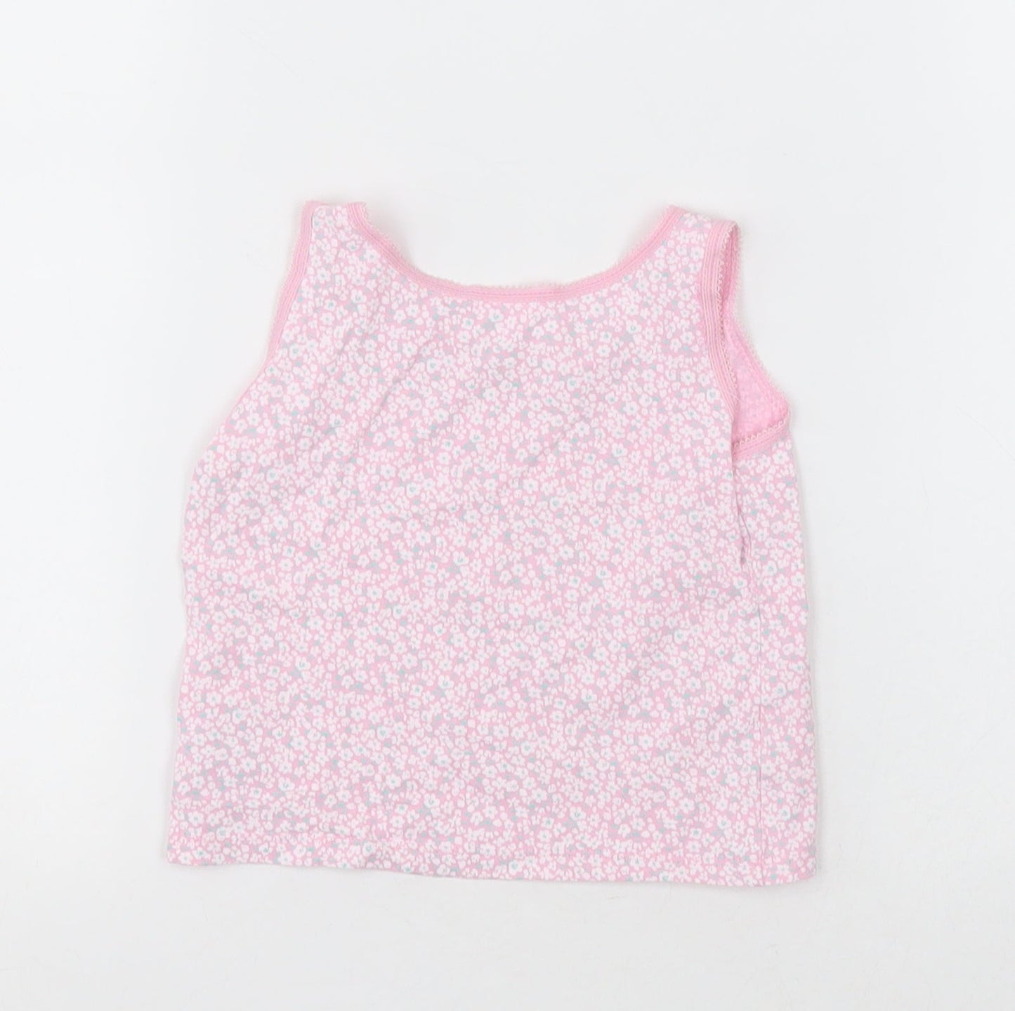 George Girls Pink Floral Cotton Basic Tank Size 2-3 Years Crew Neck Pullover