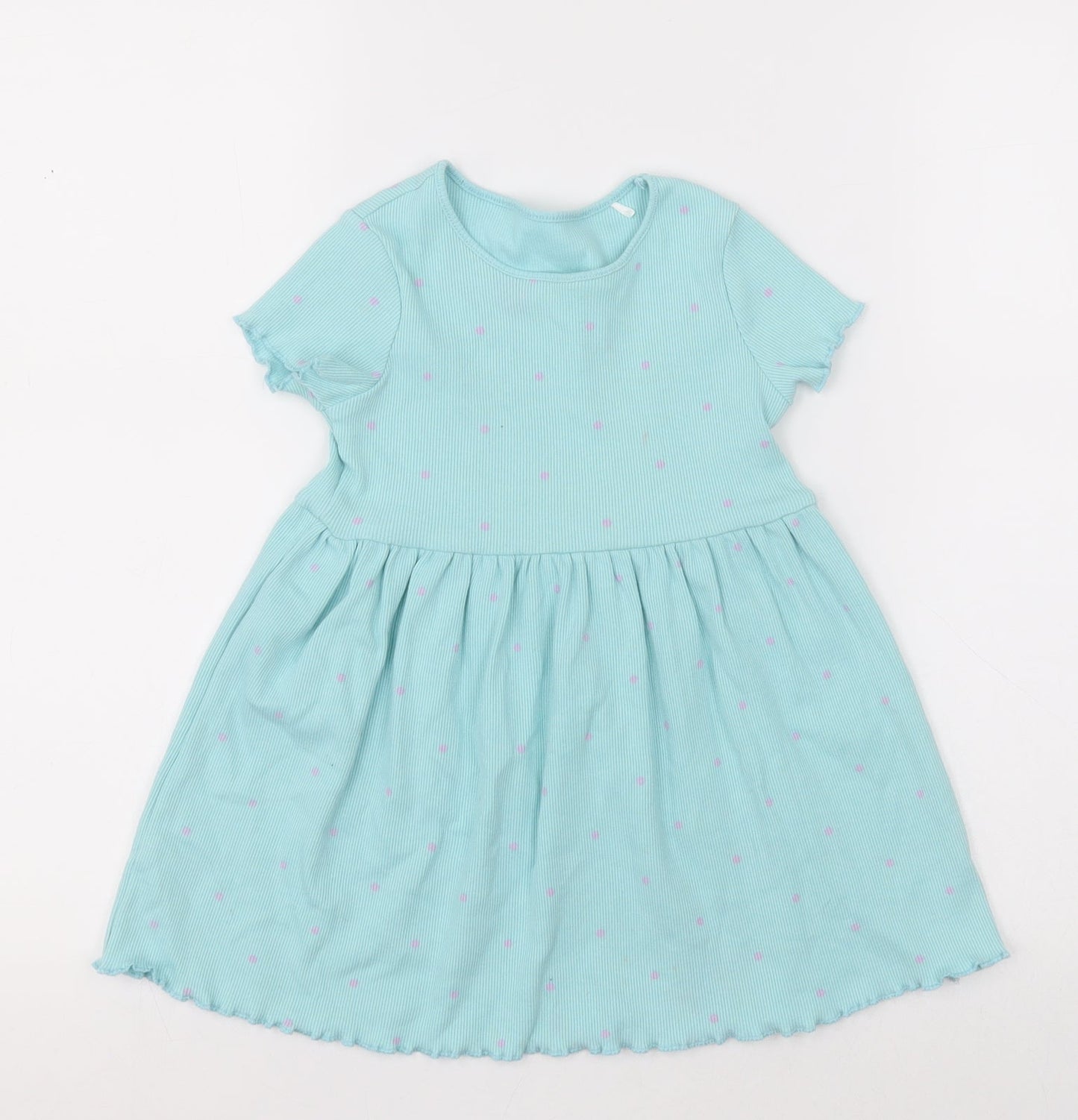 George Girls Blue Polka Dot Cotton A-Line  Size 2-3 Years  Crew Neck Pullover