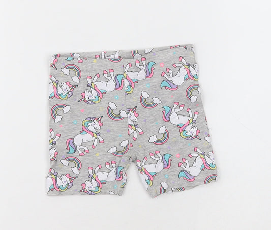 pep&co Girls Grey Geometric Cotton Bermuda Shorts Size 2-3 Years  Regular  - unicorn print