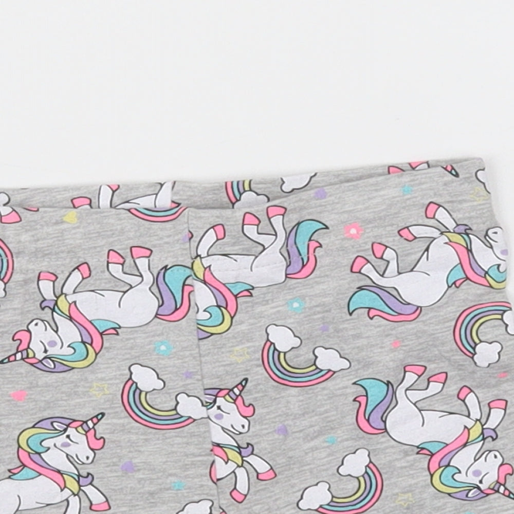 pep&co Girls Grey Geometric Cotton Bermuda Shorts Size 2-3 Years  Regular  - unicorn print