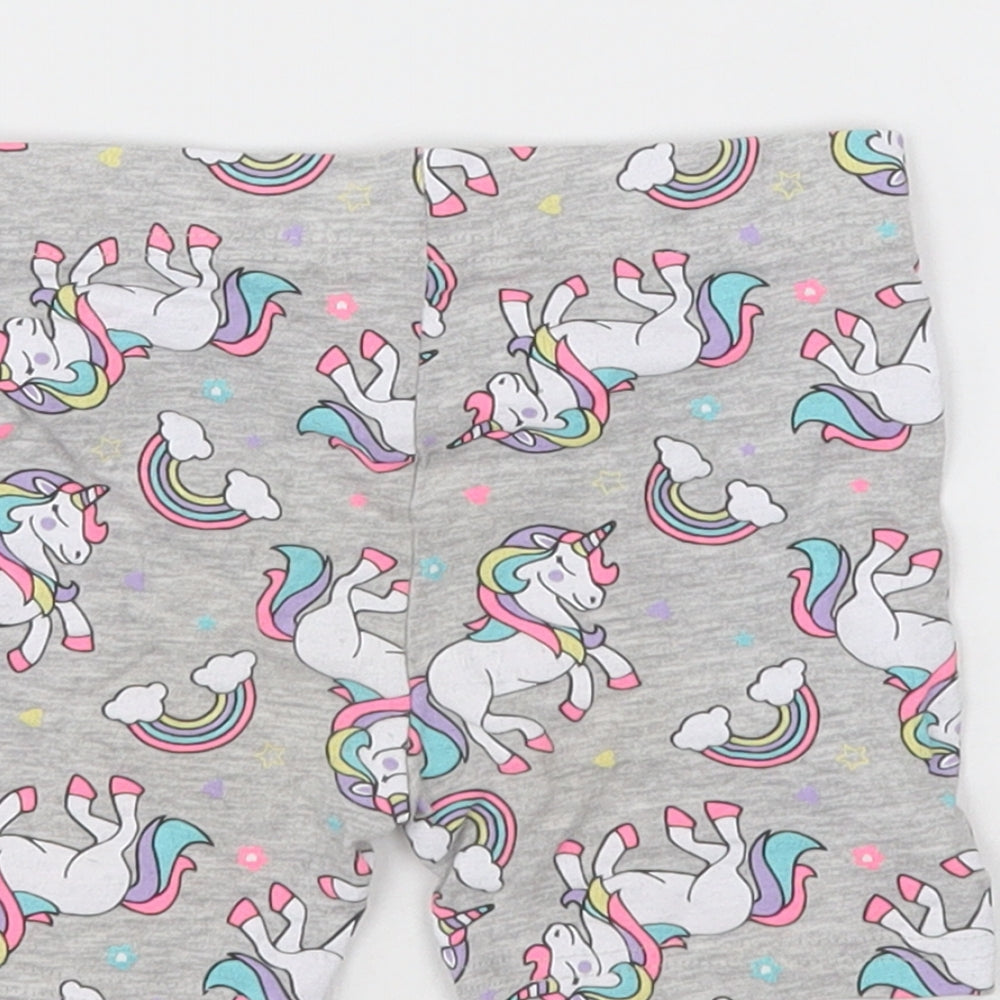 pep&co Girls Grey Geometric Cotton Bermuda Shorts Size 2-3 Years  Regular  - unicorn print