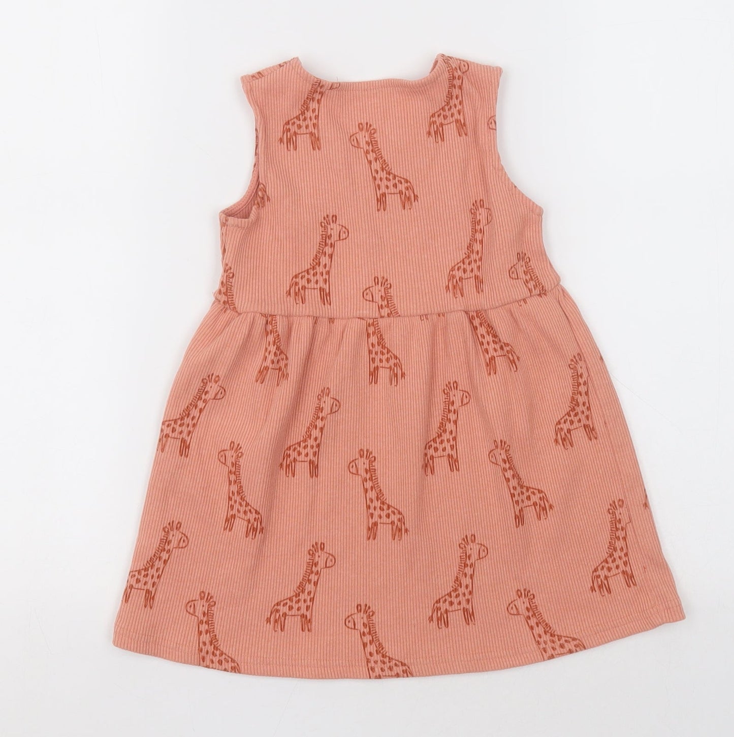 georfe Girls Orange Geometric Polyester A-Line  Size 2-3 Years  V-Neck Pullover - giraffe