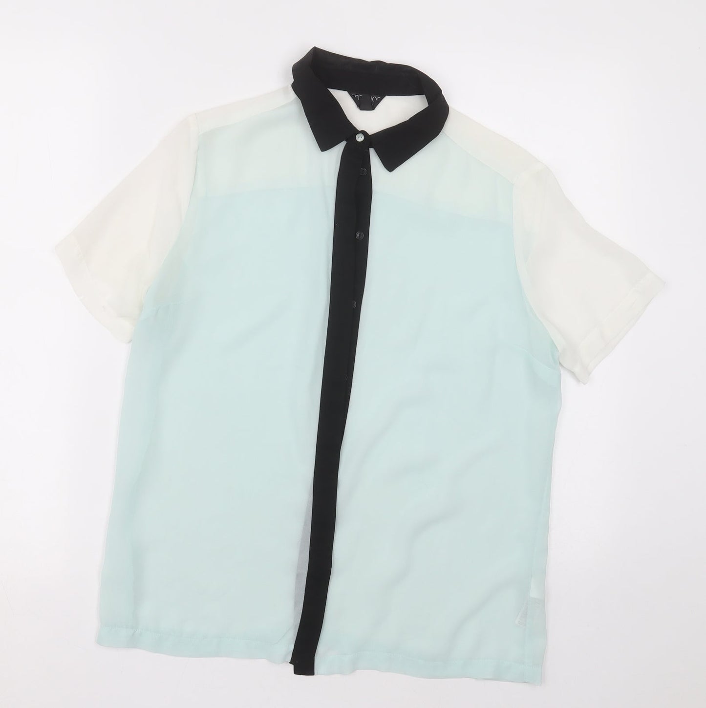 topshp Womens Green  Polyester Basic Button-Up Size 10 Collared