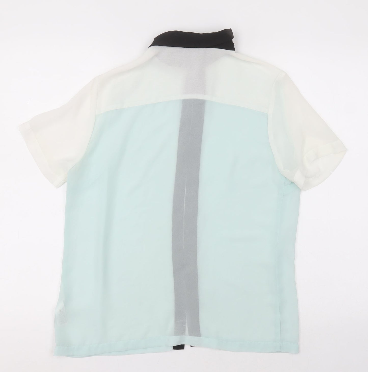 topshp Womens Green  Polyester Basic Button-Up Size 10 Collared