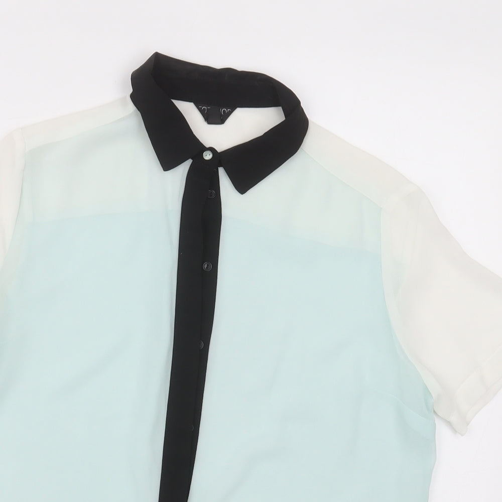 topshp Womens Green  Polyester Basic Button-Up Size 10 Collared