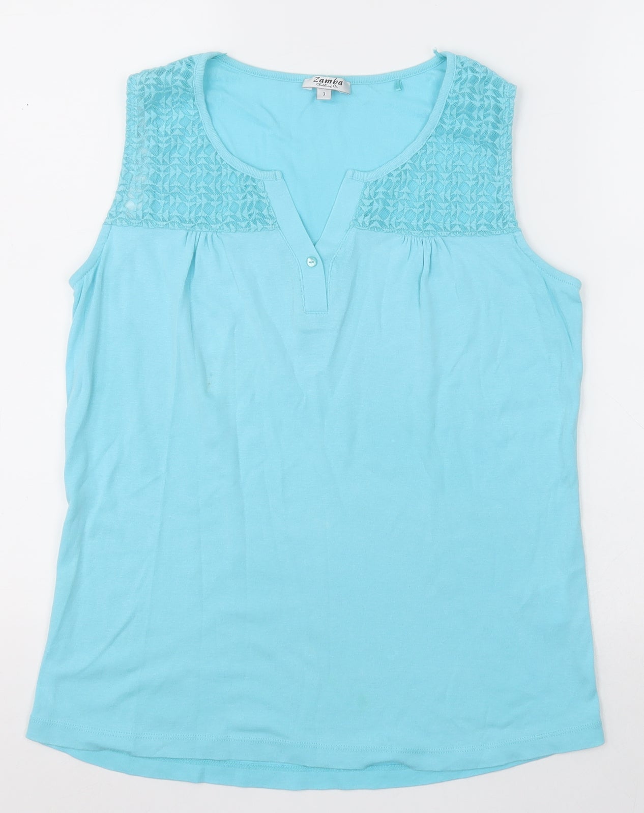 samba Womens Blue  Cotton Basic Tank Size M V-Neck