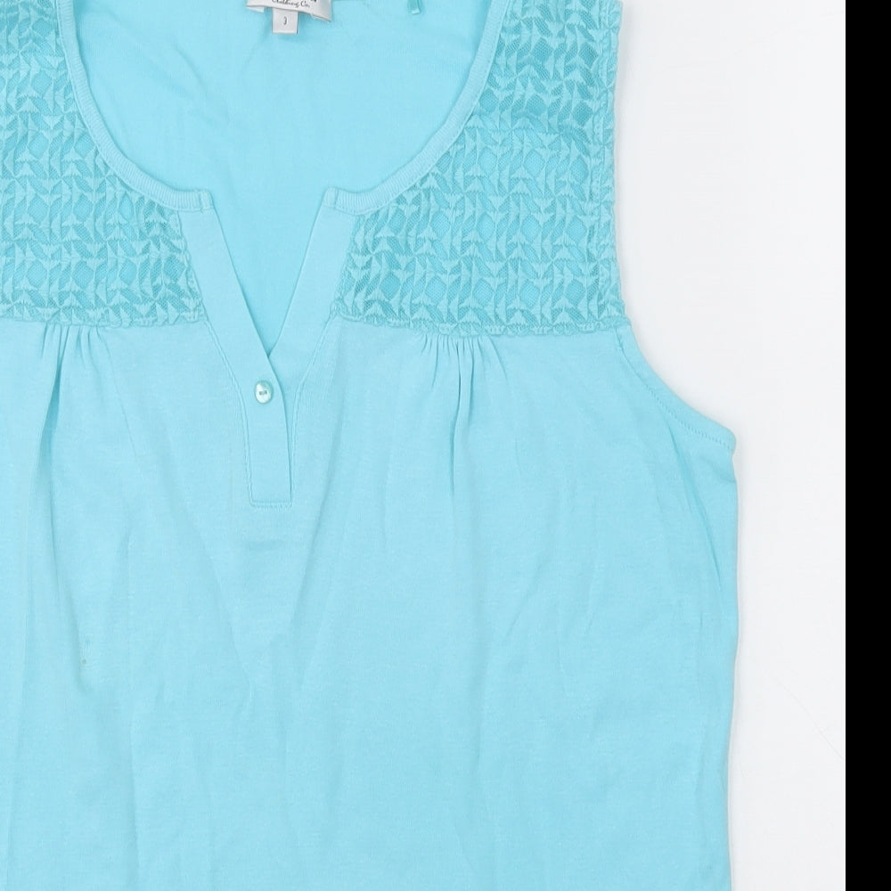samba Womens Blue  Cotton Basic Tank Size M V-Neck