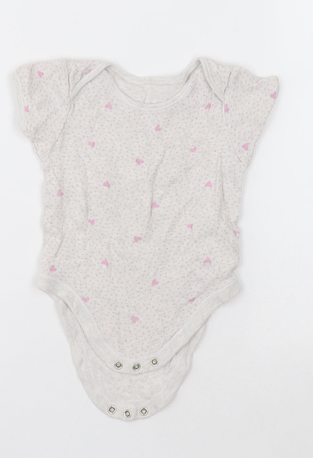 George Girls Grey Polka Dot Cotton Babygrow One-Piece Size 18-24 Months  Button