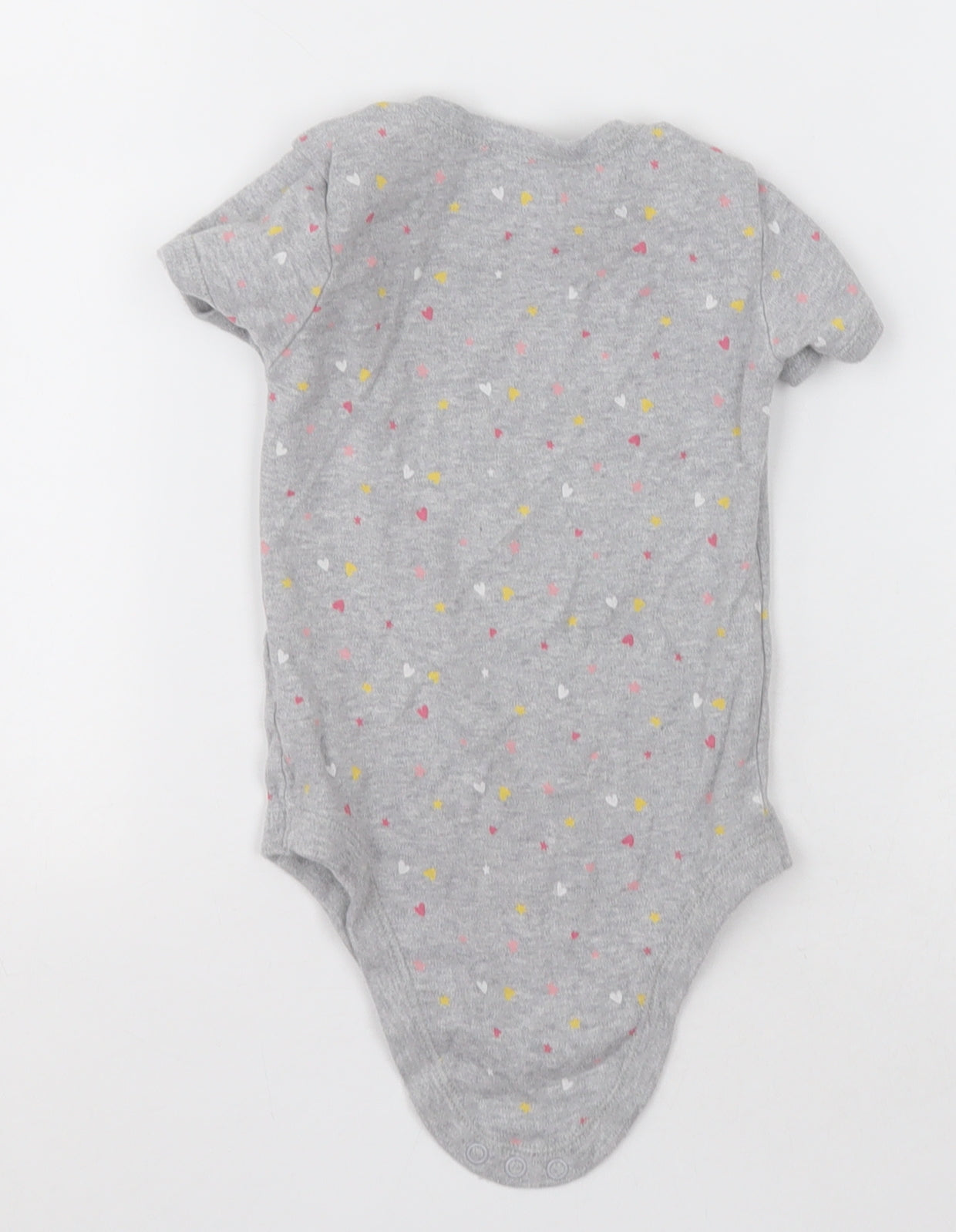 Matalan Girls Grey Polka Dot Cotton Babygrow One-Piece Size 18-24 Months  Button - Heart pattern