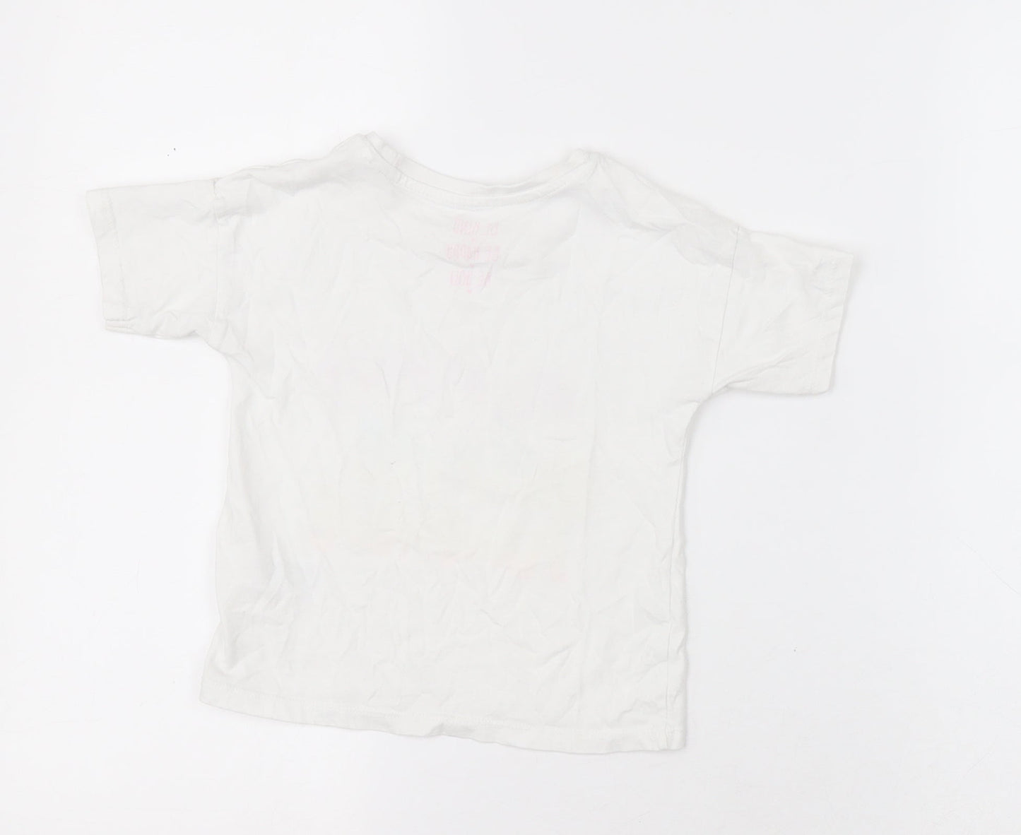 Matalan Girls White  Cotton Basic T-Shirt Size 2-3 Years Crew Neck Pullover - mummys little sunshine