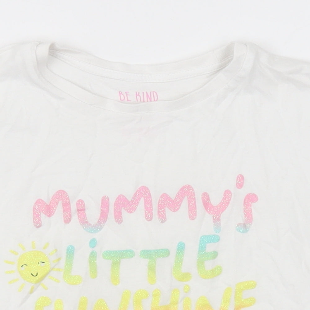 Matalan Girls White  Cotton Basic T-Shirt Size 2-3 Years Crew Neck Pullover - mummys little sunshine
