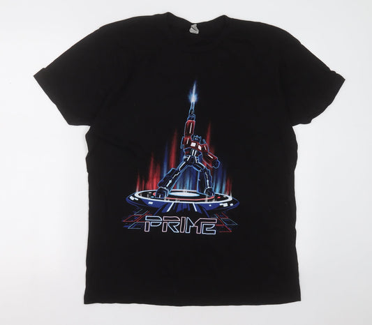 rock me Mens Black  Cotton  T-Shirt Size L Crew Neck  - Prime