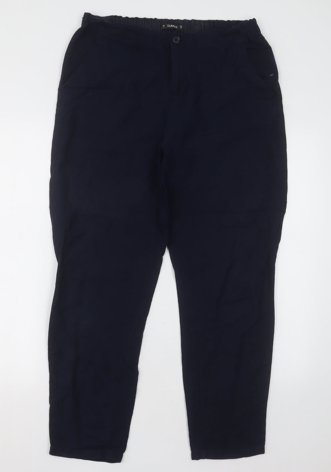 Dunnes Stores Womens Blue  Linen Trousers  Size 10 L30 in Regular Button