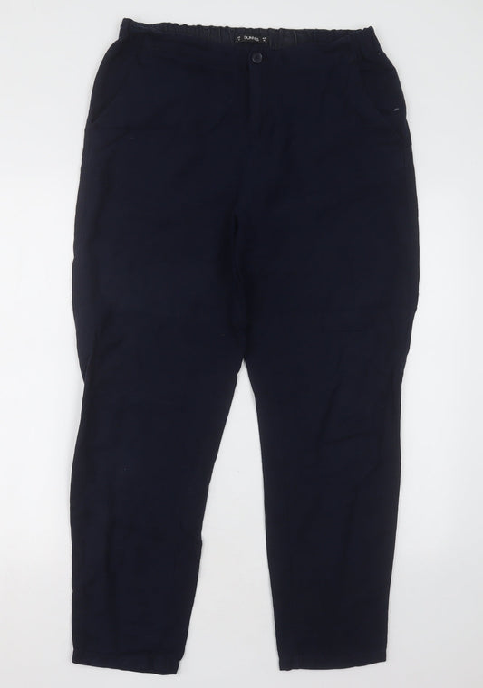 Dunnes Stores Womens Blue  Linen Trousers  Size 10 L30 in Regular Button