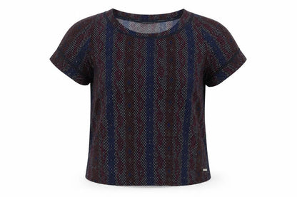 Broadway Womens Multicoloured Geometric Viscose Basic T-Shirt Size S Crew Neck