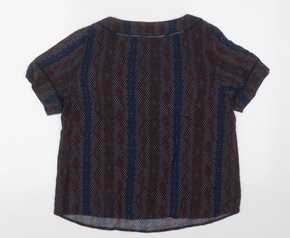 Broadway Womens Multicoloured Geometric Viscose Basic T-Shirt Size S Crew Neck