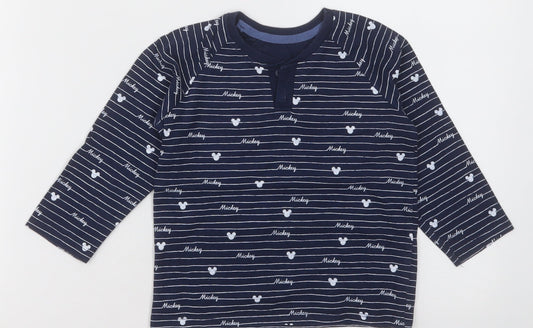George Baby Blue Striped Cotton Basic Casual Size 18-24 Months Crew Neck Button - mickey mouse