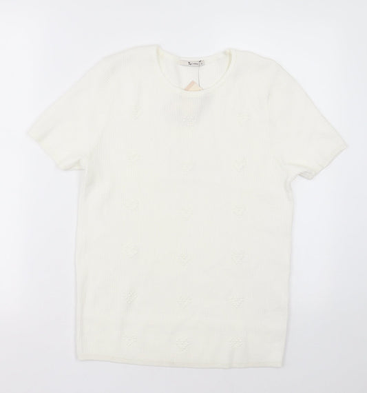 sainsburys Womens White  Viscose Pullover Sweatshirt Size 16  Pullover - Heart pattern