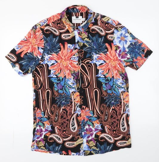 Topman Mens Multicoloured Paisley Viscose  Button-Up Size M Collared Button