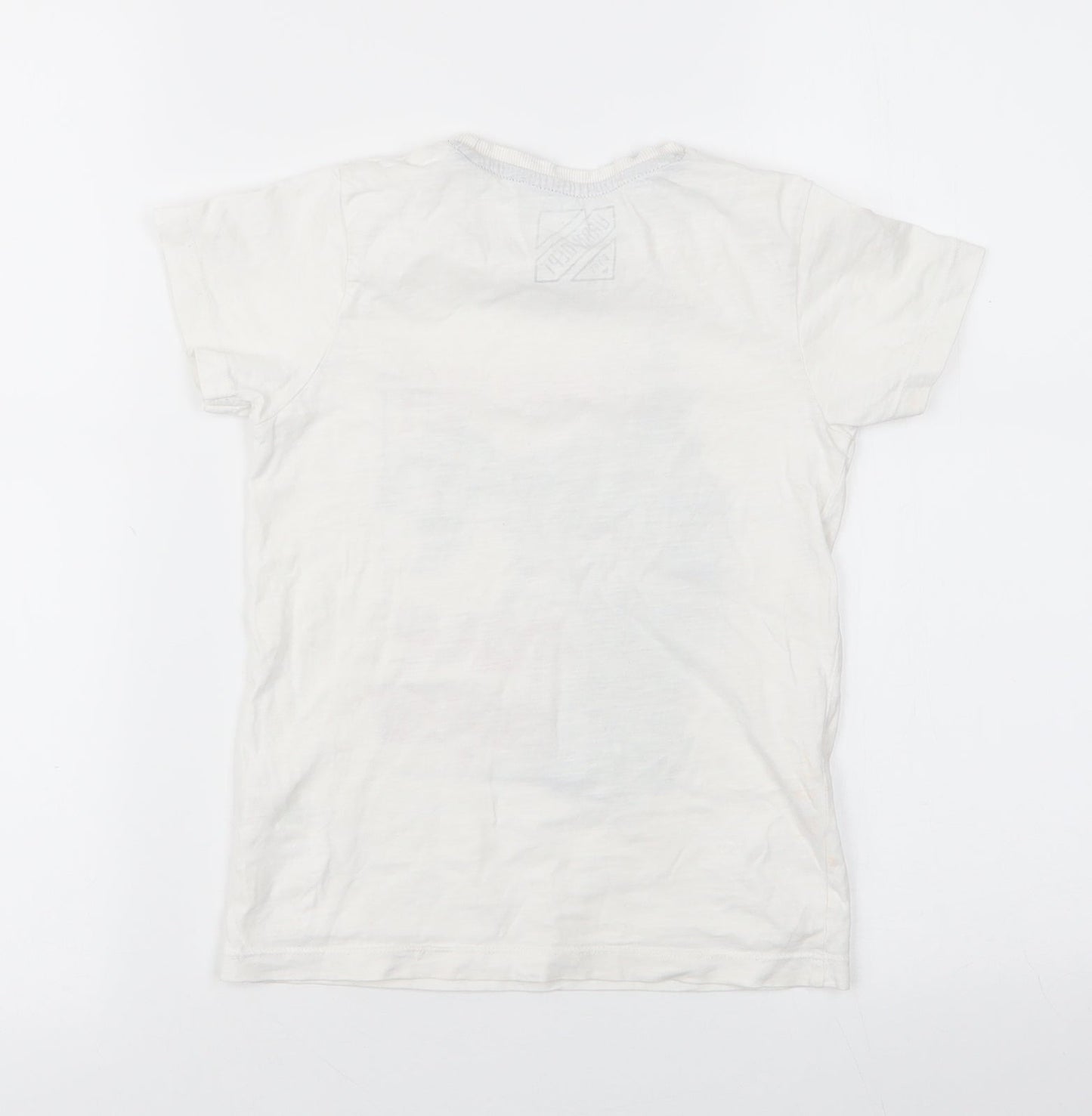 Matalan Boys White  100% Cotton Basic T-Shirt Size 6 Years Round Neck Pullover - dinosaur