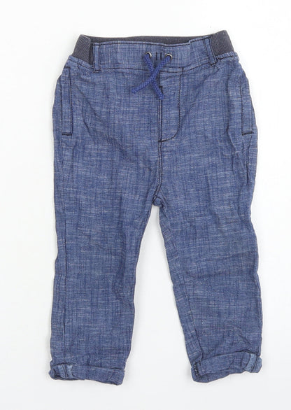 Preloved George Boys Blue  Cotton Jogger Jeans Size 12-18 Months  Drawstring - Front